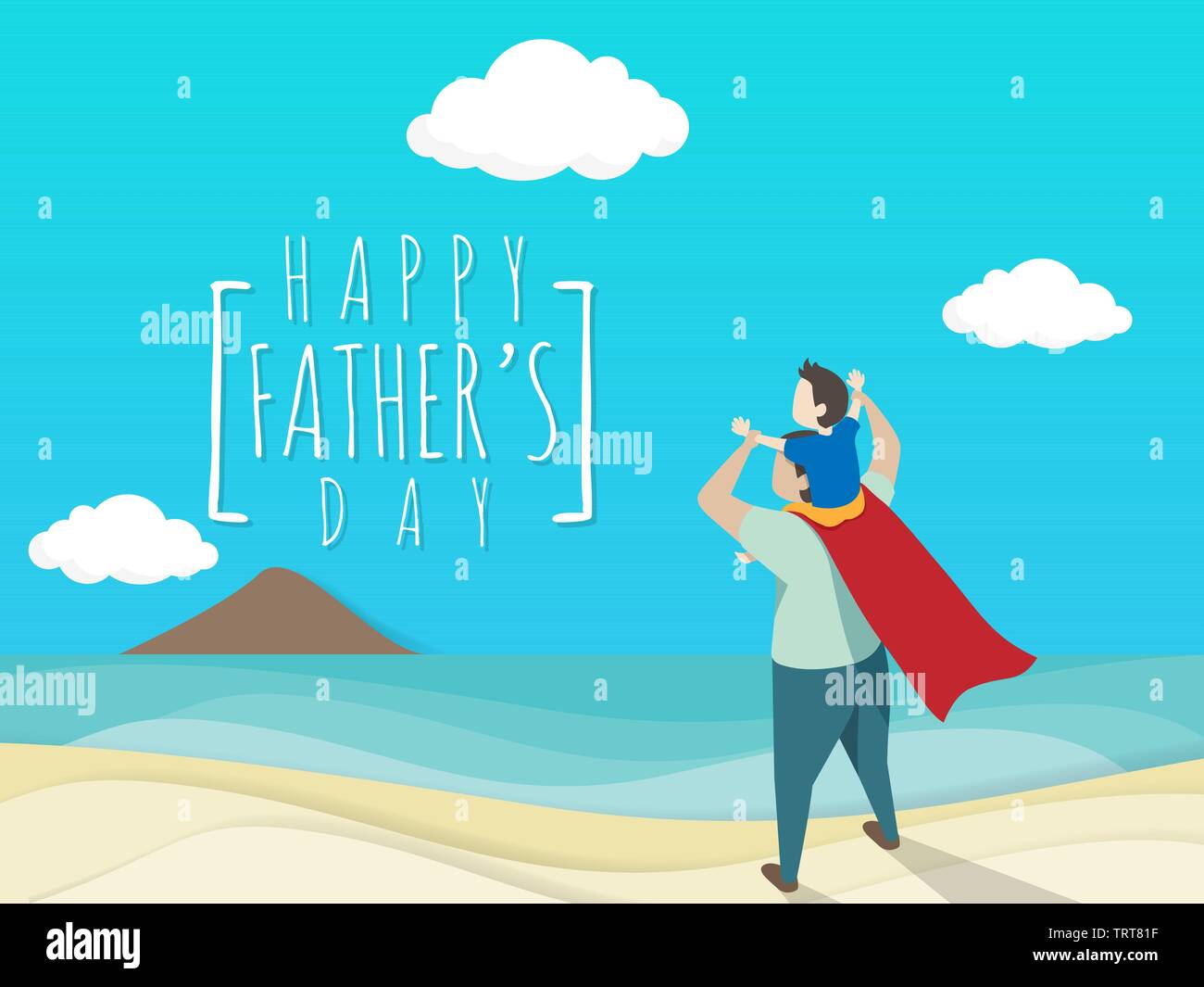 vector of happy father's day greeting card. Dad in superhero's costume