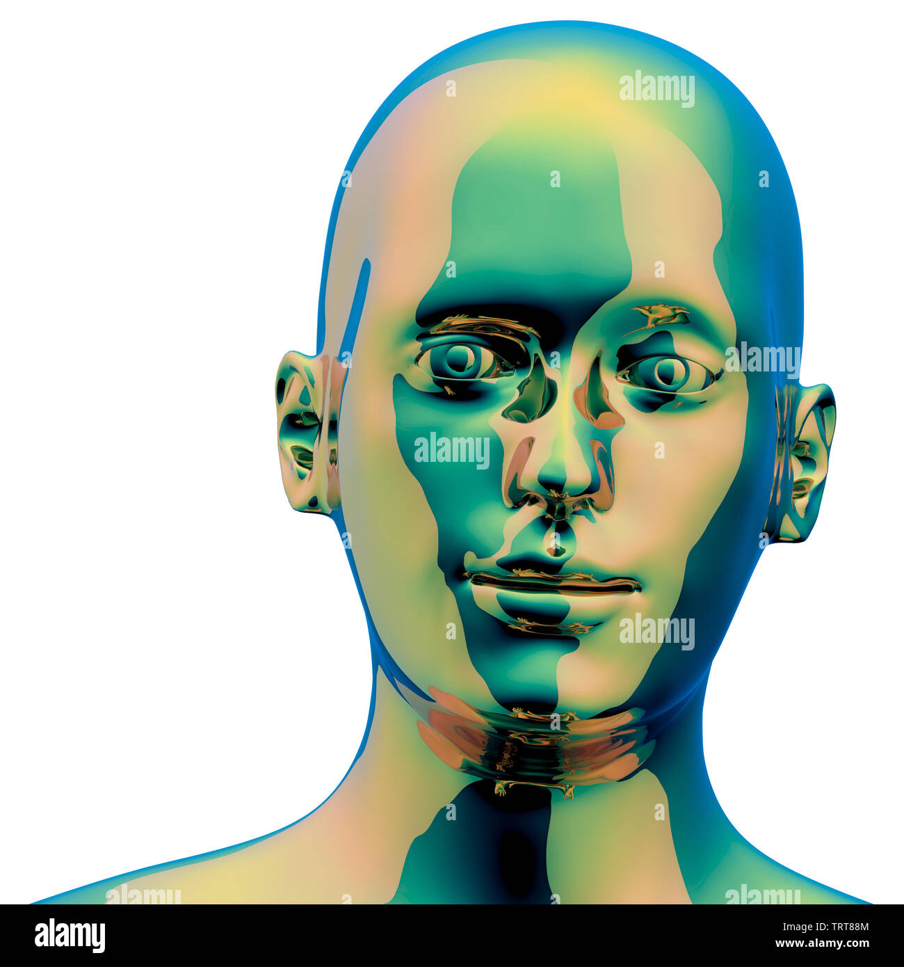 Download Man Head Metallic Colored Green Yellow Glossy Contrast Futuristic Human Character Robot Face Mask Close Up Portrait Stylized 3d Illustration Stock Photo Alamy PSD Mockup Templates