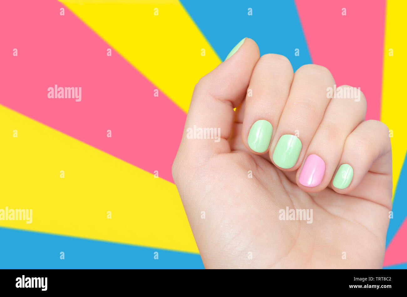 4. Cute Green and Pink Nail Design - wide 8