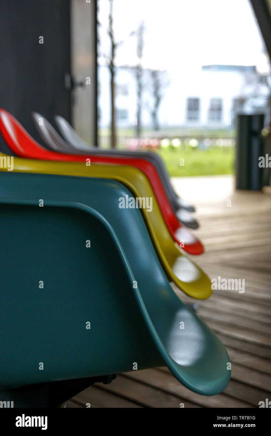 Colorful chairs at the vita museum Stock Photo