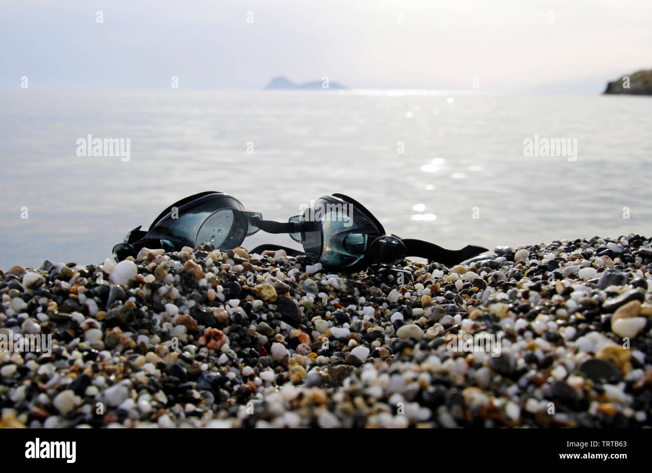 Goggles at Matala beach, Crete, Greek Stock Photo Alamy