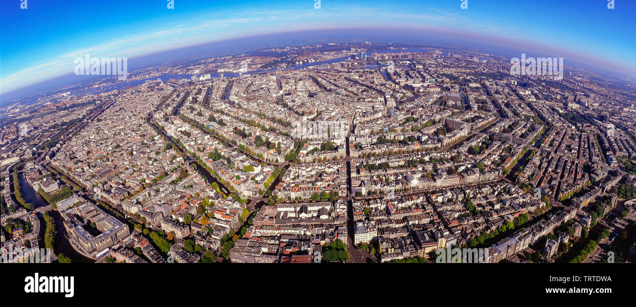 Aerial of the innercity of Amsterdam the Netherlands Stock Photo