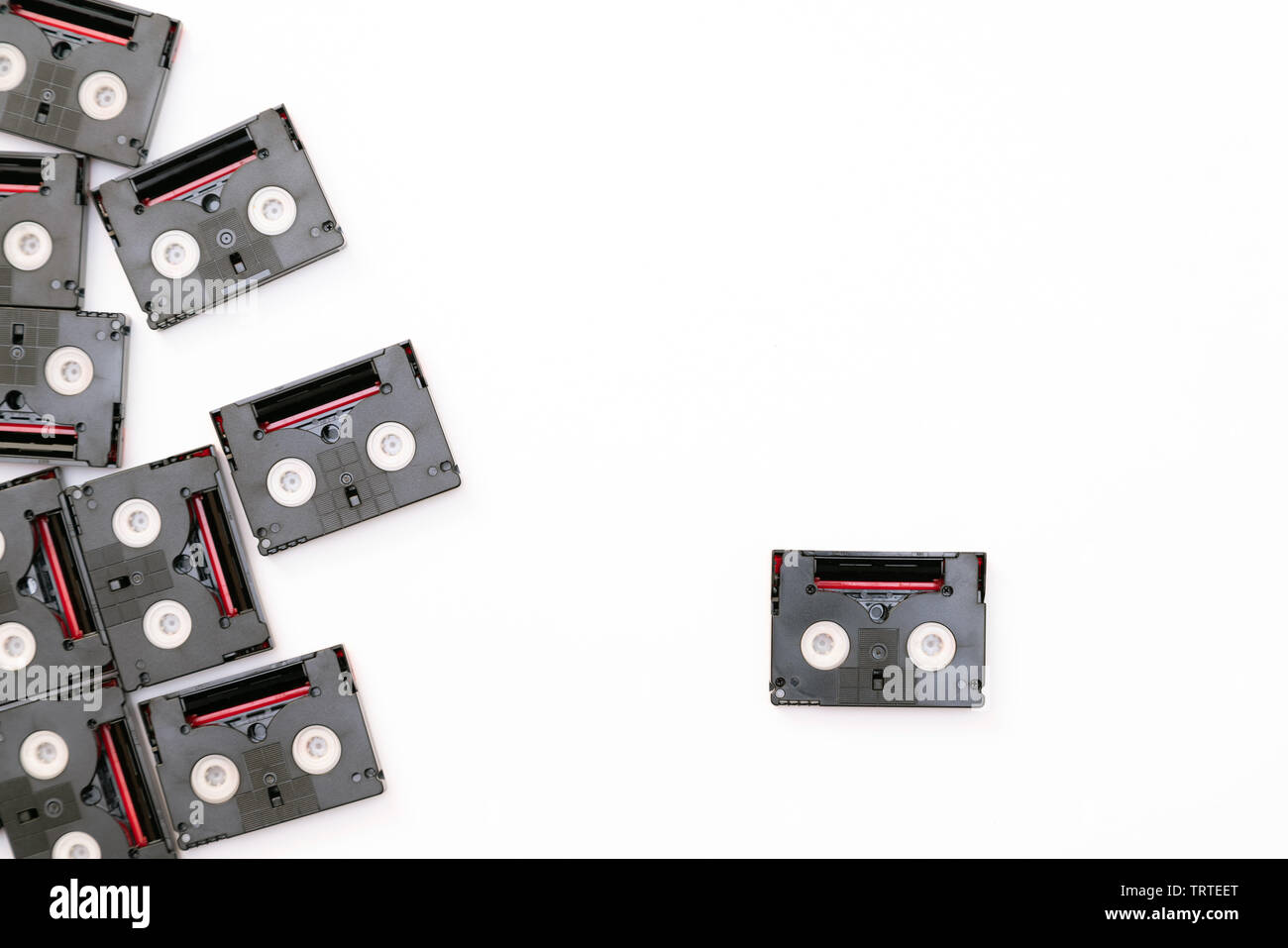 Vintage mini DV cassette tapes used for filming back in a day. Random