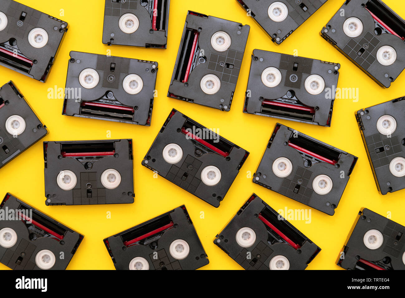 Vintage mini DV cassette tapes used for filming back in a day. Random