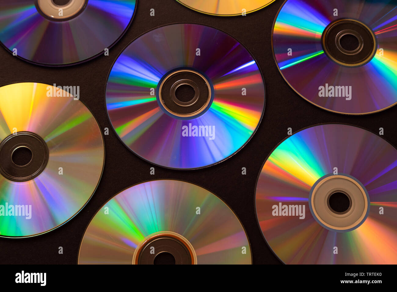 Vintage CD or DVD disk background, old circle discs used for data