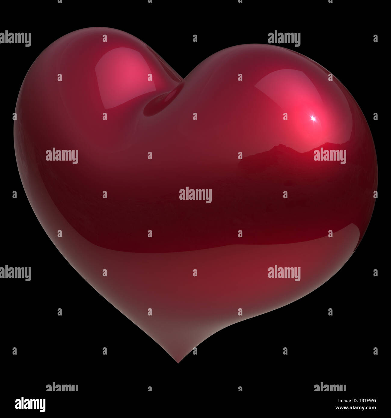 Love red heart shape symbol glossy. Valentine greeting card design ...