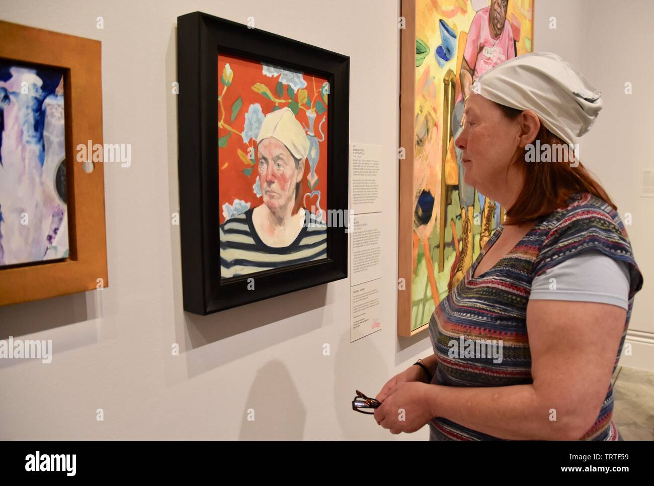 London, UK. Chinese Cloth by Bridget Cox. Model Hilary Lintow. BP Portrait Award 2019 Press View, The Exhibition runs from 13 June to 20 October 2019. National Portrait Gallery, St Martin's Place, London. UK Credit: michael melia/Alamy Live News Stock Photo