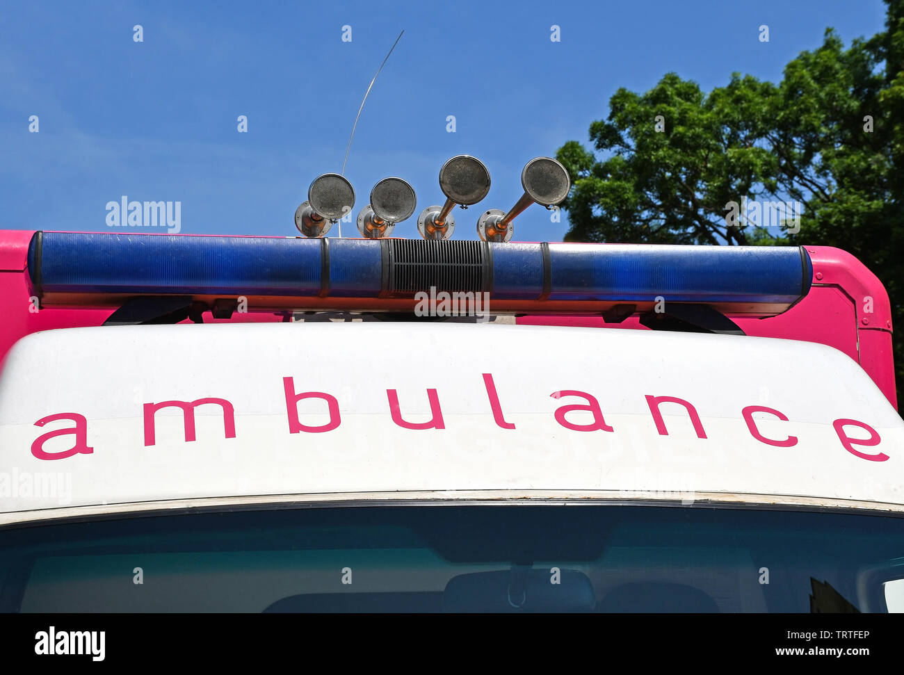 Sirens and light of the ambulance Stock Photo