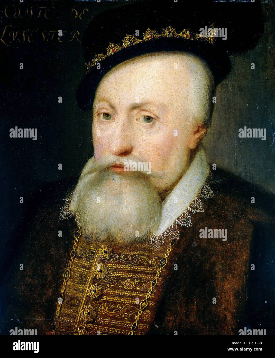 Robert Dudley, Earl of Leicester, 1532-1588, portrait painting by Jan van Ravesteyn, 1609 Stock Photo