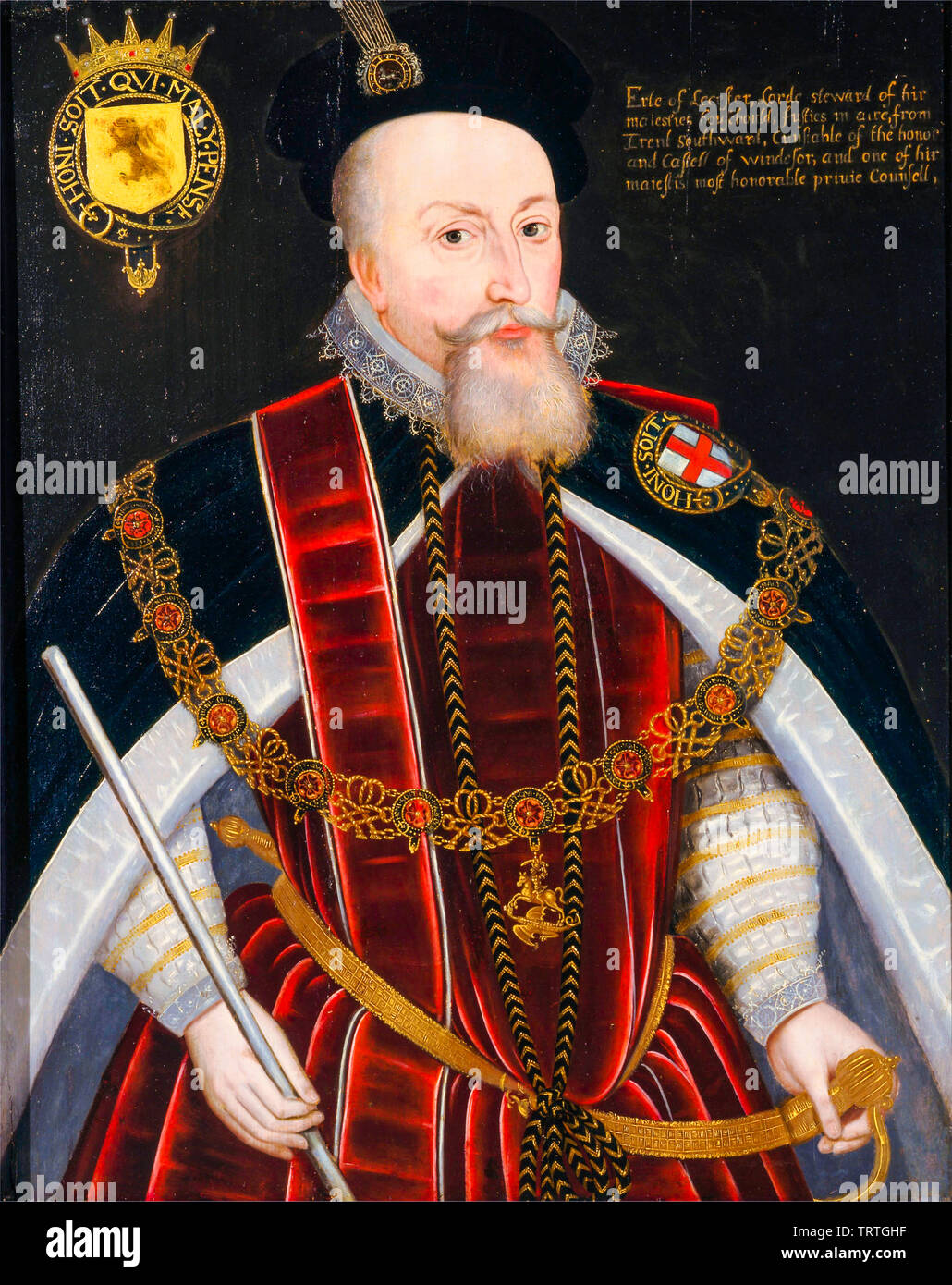 Robert Dudley, Earl of Leicester, 1532-1588, portrait painting, circa 1587 Stock Photo