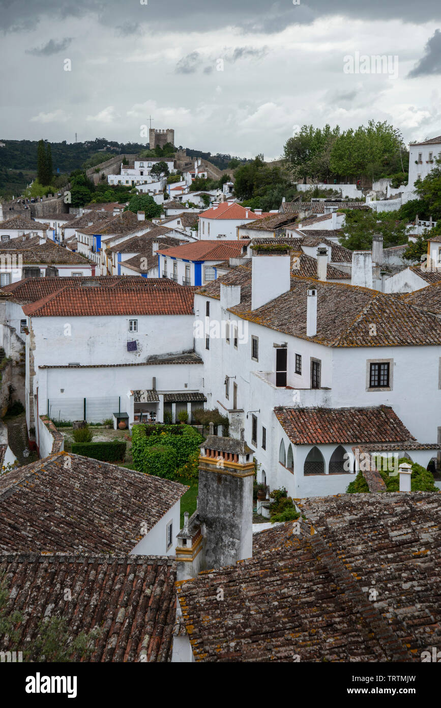 Rooftops, obidos, Portugal Stock Photo