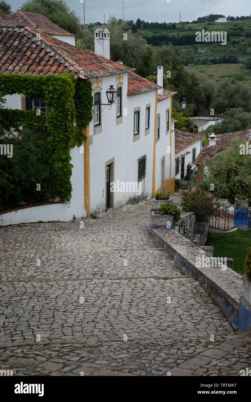 Street, Obidos, Portugal Stock Photo