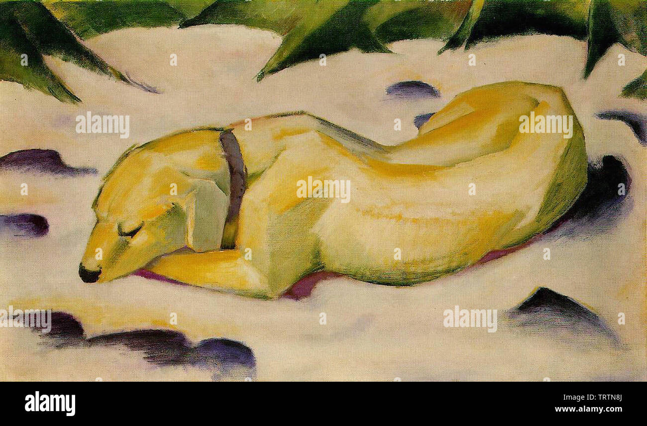 Franz Marc - Dog Lying Snow C 1911 Stock Photo