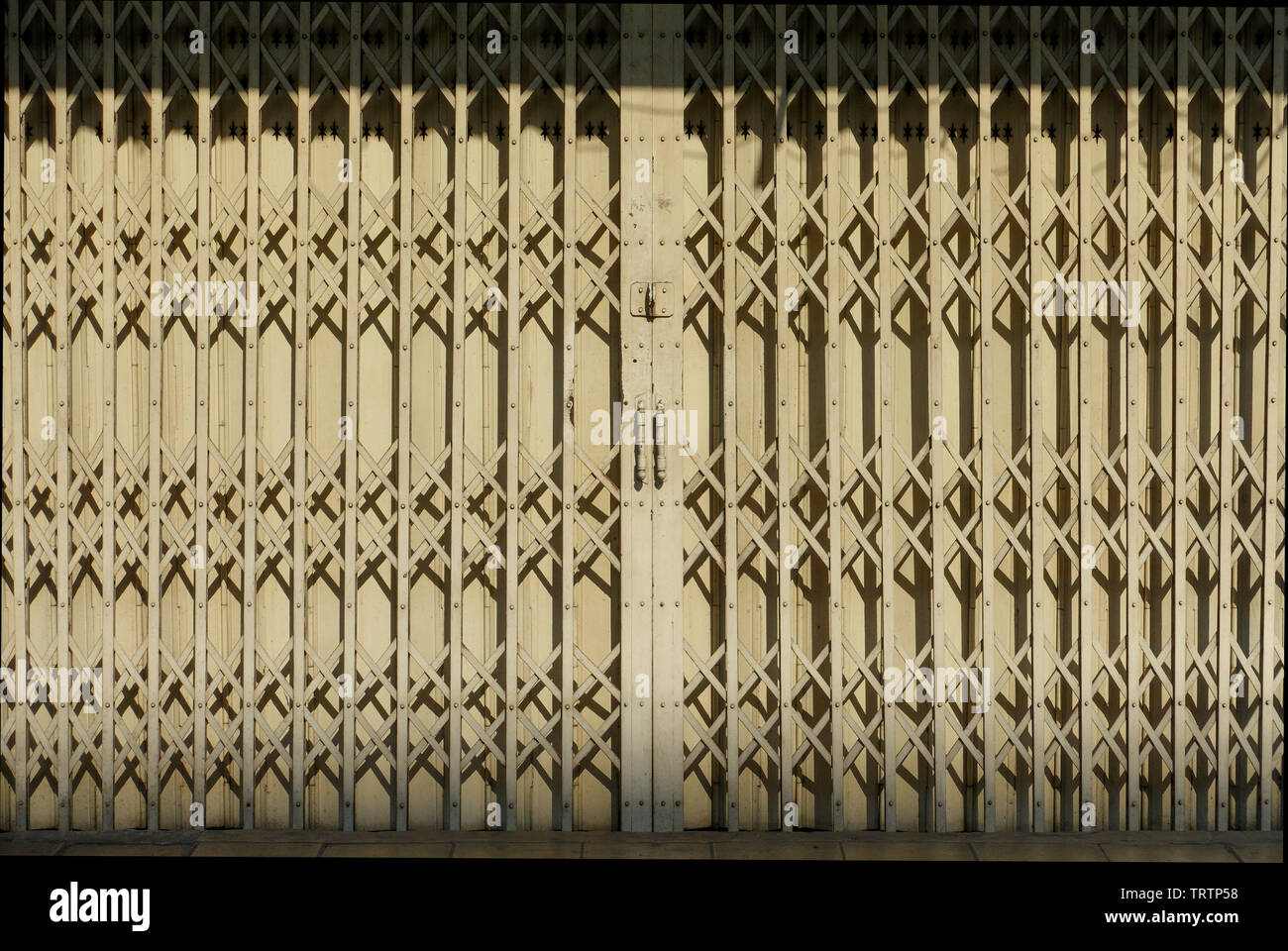 Steel Sliding Doors Old Texture And Shadow Stock Photo