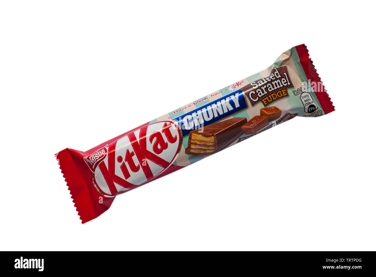 Nestle KitKat chunky salted caramel fudge bar isolated on white