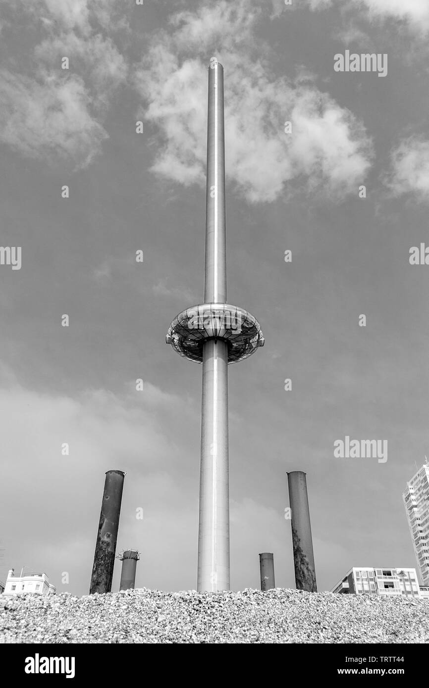 Photo of tower British Airways i360 in Brighton in England at noon. Stock Photo