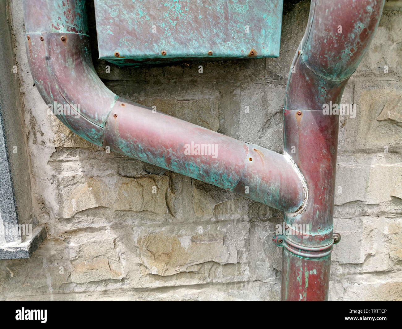 Old italy copper gutter detail Stock Photo Alamy