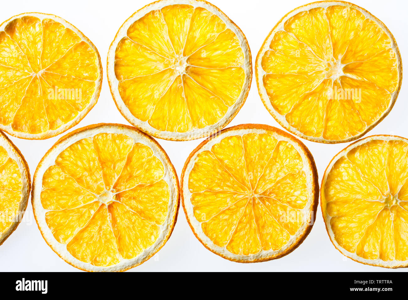 Dried orange slices isolated on white background Stock Photo