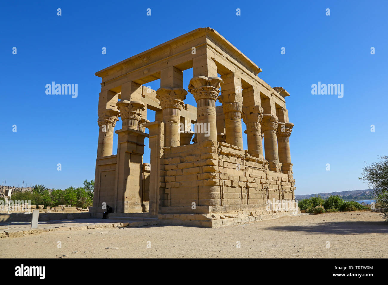 Kiosk of Trajan at the Temple of Philae, an Egyptian temple complex on Agilkia Island in the reservoir of the Aswan Low Dam, Lake Nasser, Egypt Stock Photo