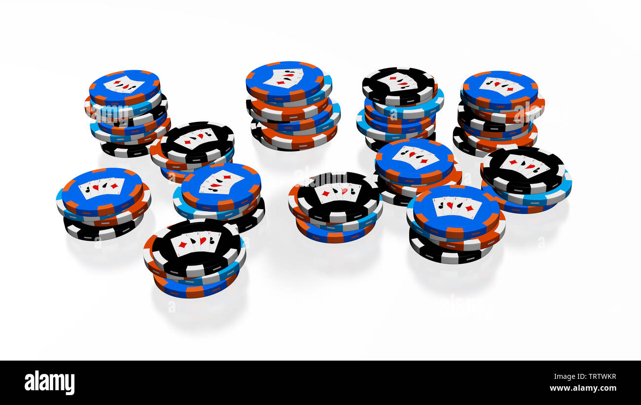 Lots of Casino Poker Chips stacked with some different colors on a
