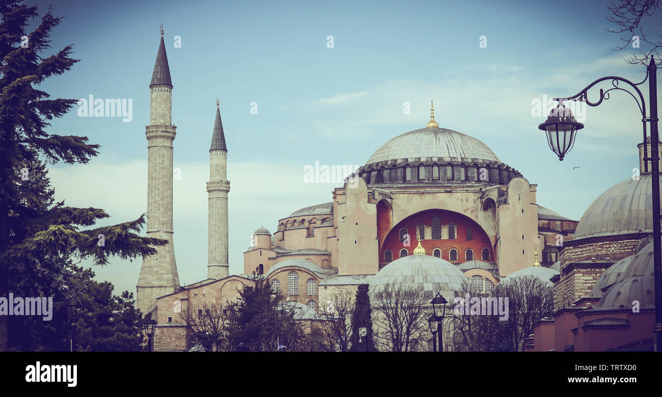 Hagia Sophia (Turkish: Ayasofya) in Sultan Ahmet Square in Istanbul, Turkey. Stock Photo