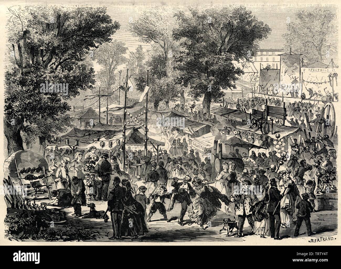 LA FÊTE DES LOGES,DANS LA FORÊT DE SAINT-GERMAIN.1871 Stock Photo