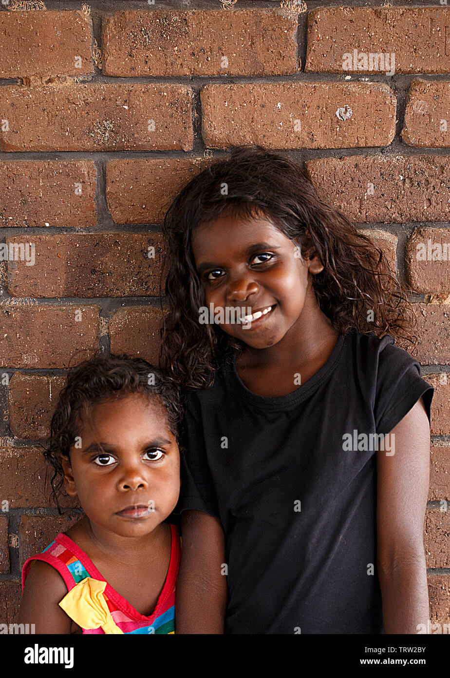Darwin, Australia-October 05,2018: Australian aborigine girls enjoys a family meal at a local restaurant , Darwin-Australia Stock Photo
