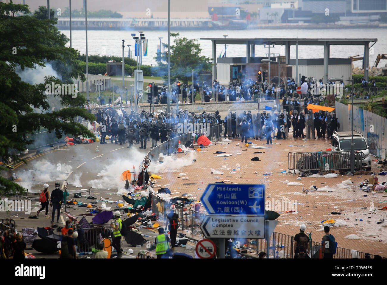 the conflict between riot police and hong kong people on 12 june ...