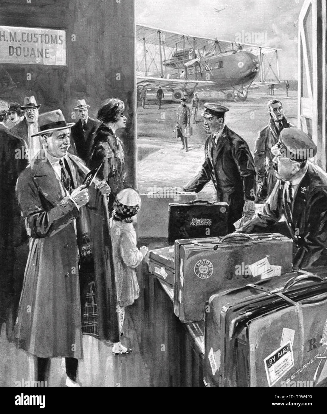 CROYDON AIRPORT Passngers arriving from France passing through Customs about 1928 Stock Photo