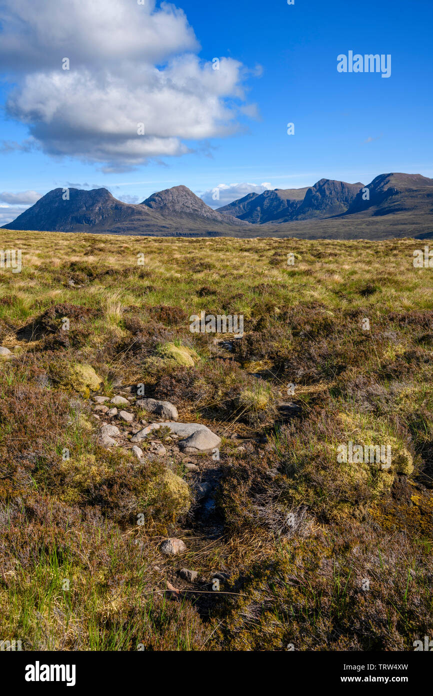 Beinn an Eoin Mountains from the Coigach peninsula near Achilitbuie, Wester Ross, Highlands, Scotland Stock Photo