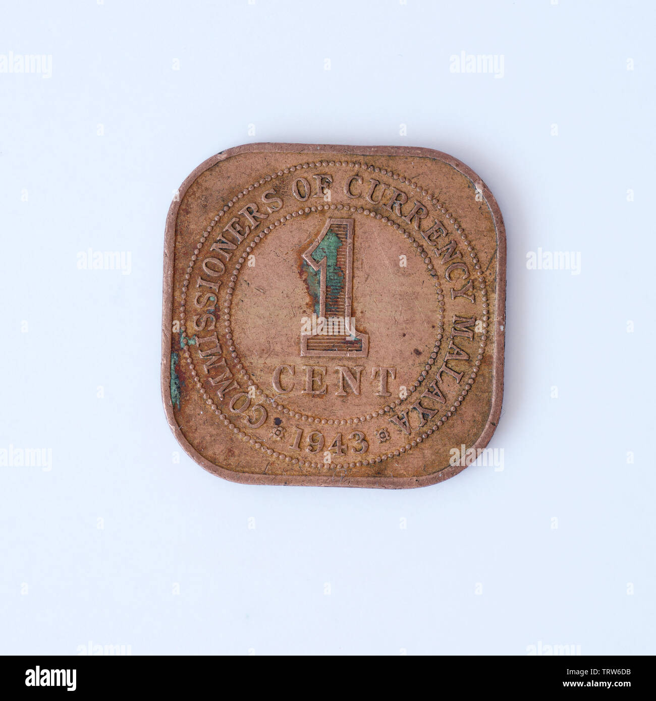 Malaya 1 Cent - George VI Coin - 1943 Stock Photo