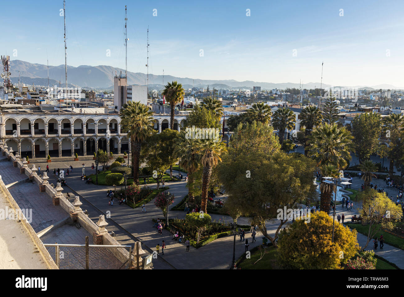 Overlooking the Plaza de Armas in Arequipa, Peru, South America Stock Photo