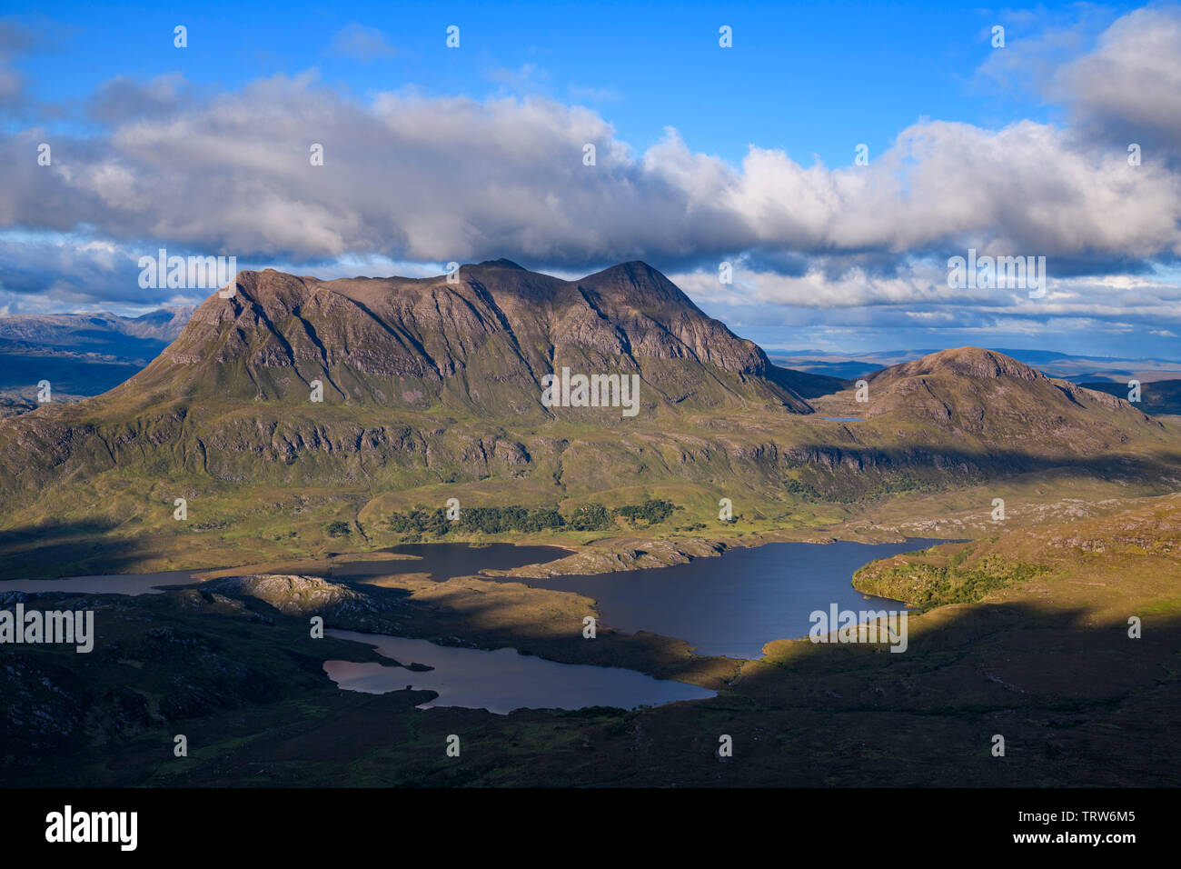 View from Stac Pollaidh looking towards Cul Mor, Wester Ross, Highlands, Scotland Stock Photo