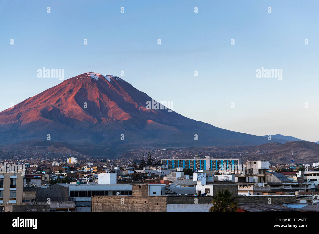 Volcano El Misti viewed from Arequipa, Peru, South America Stock Photo