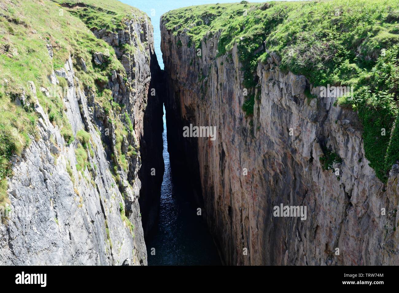 Huntsmans Leap a deep narrow chasm in the carboniferous limestone of