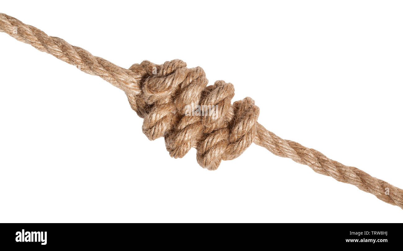 another side of multiple figure-eight knot tied on thick jute rope