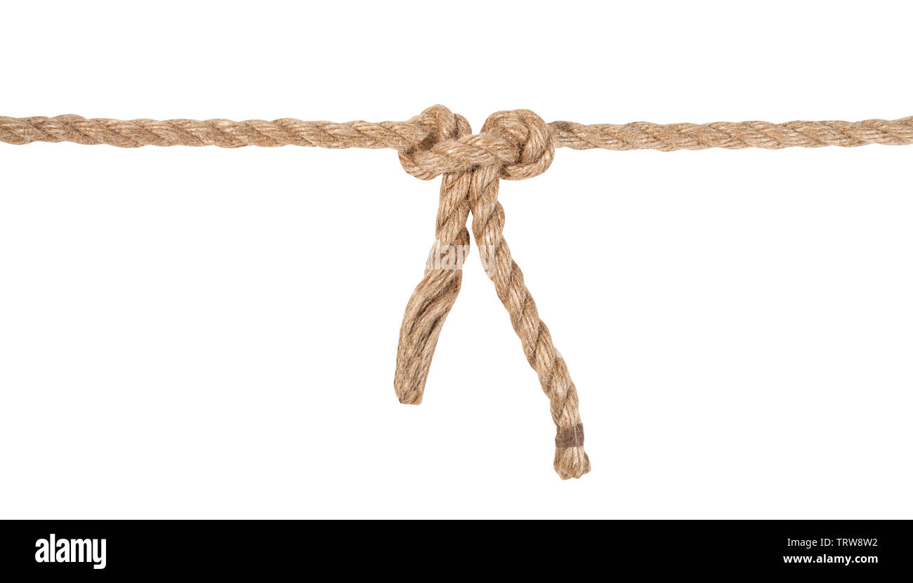 grass knot joining two ropes isolated on white background Stock Photo