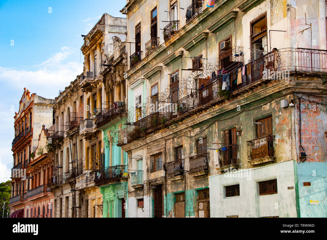 Colonial houses in the old city center of Havana Stock Photo