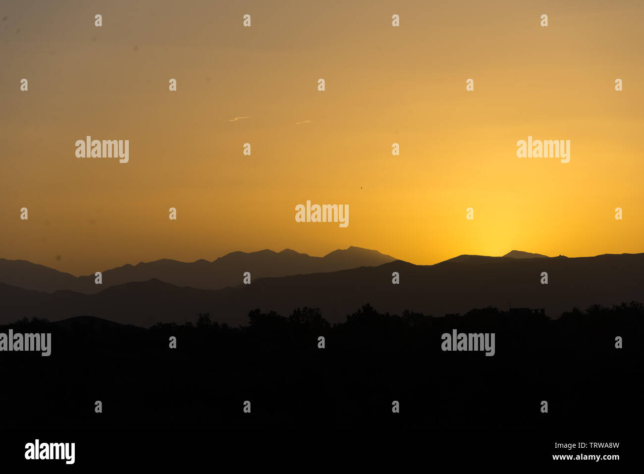 sunset in atlas mountains, morocco Stock Photo