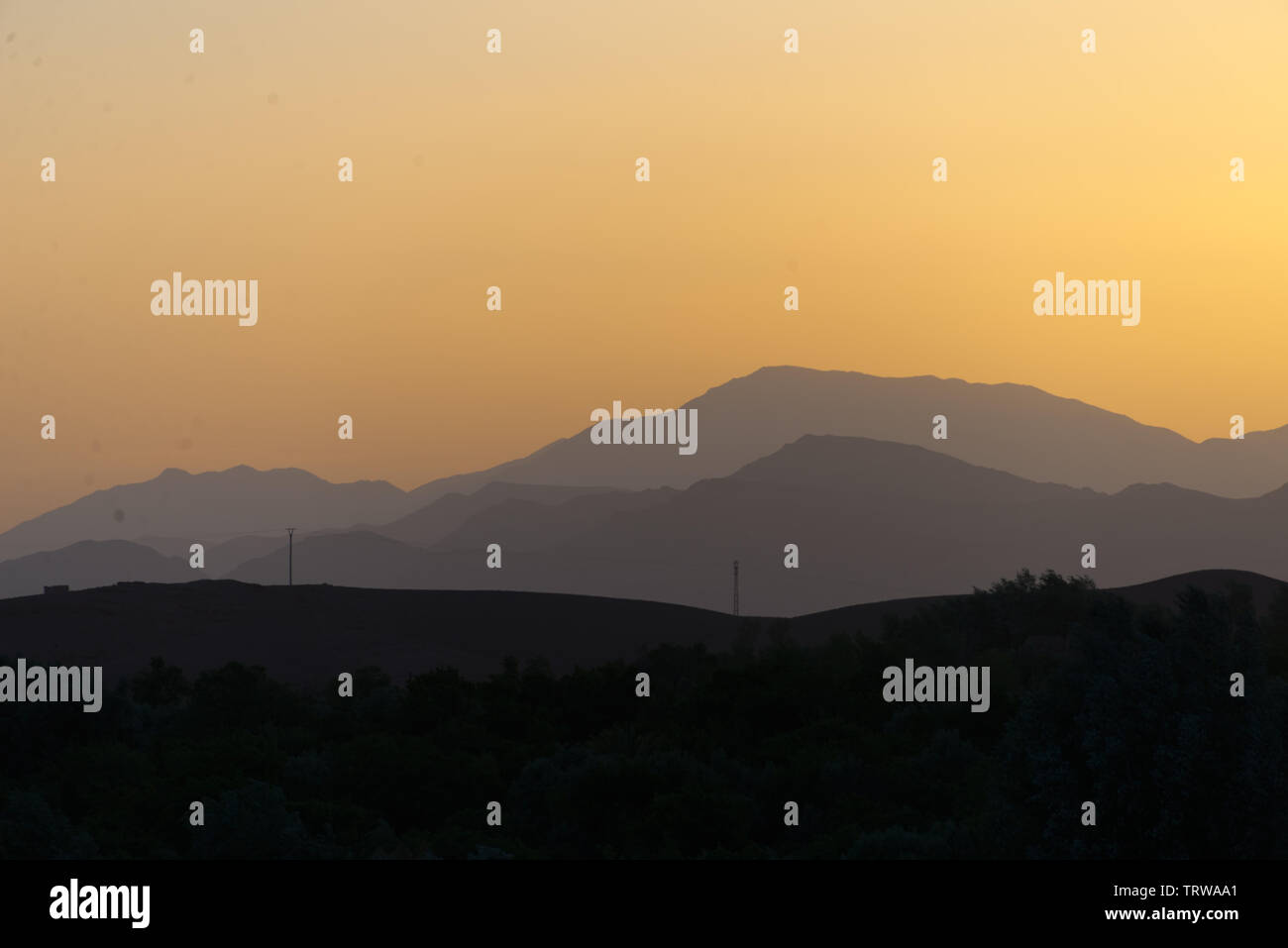 sunset in atlas mountains, morocco Stock Photo