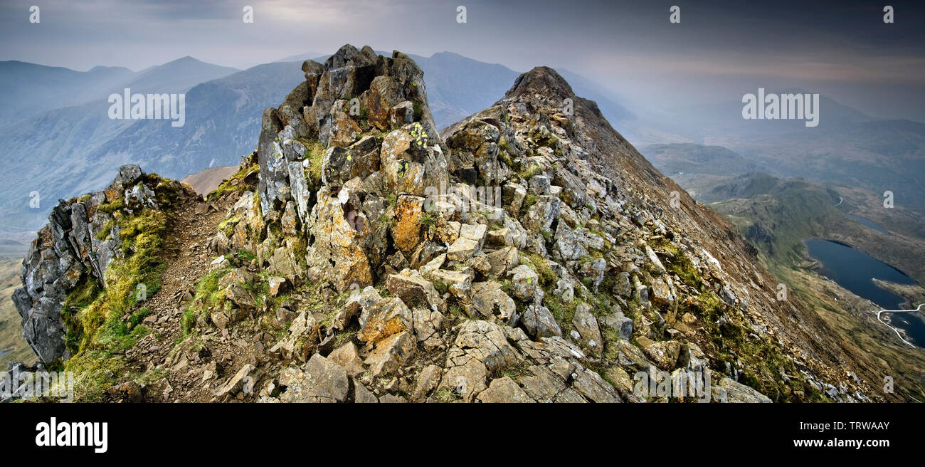 Crib Goch, early morning in May Stock Photo Alamy