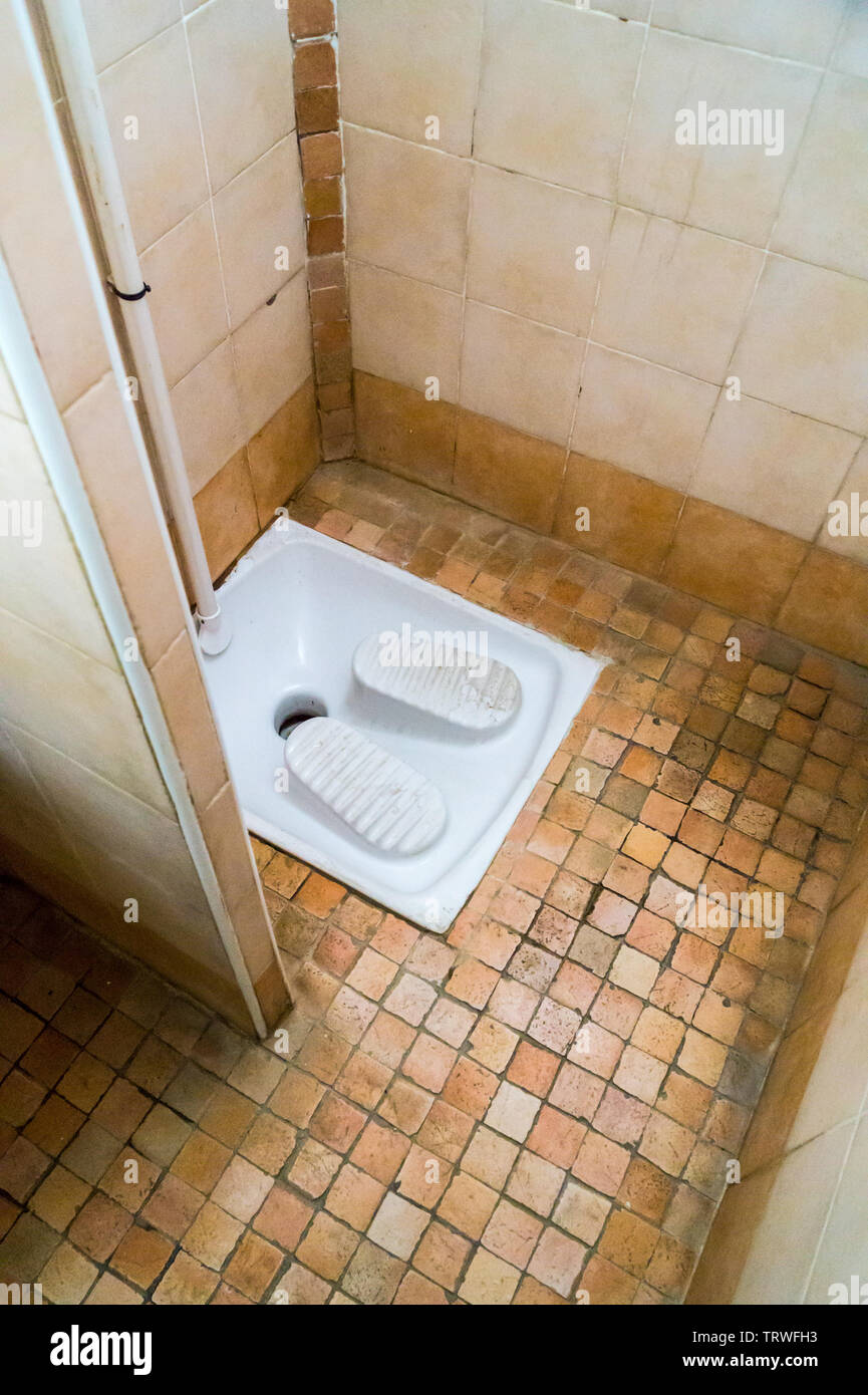 Squat toilet, Lido Adriano, Ravenna, Emilia-Romagna, Italy Stock Photo