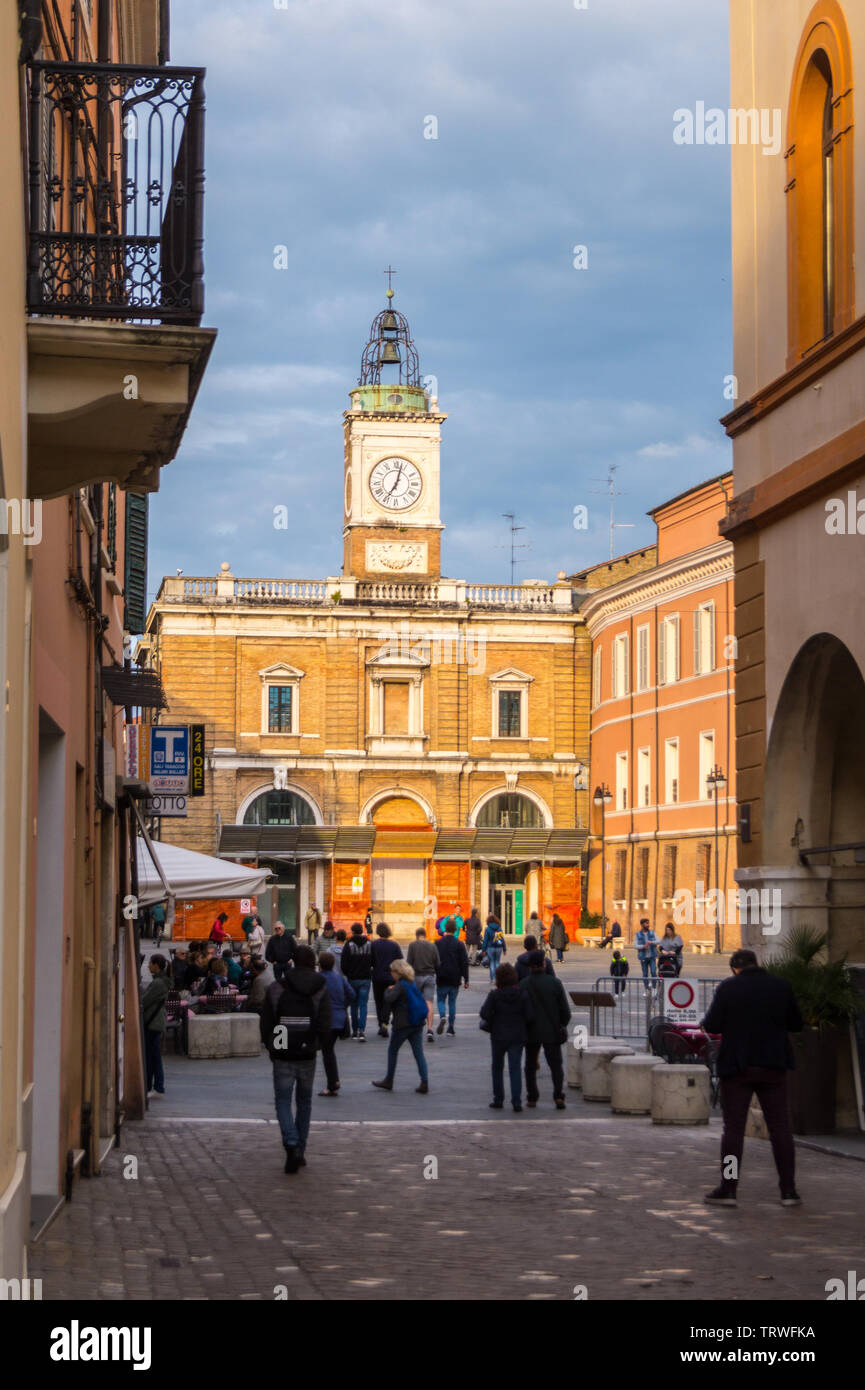 Piazza del Popolo, Ravenna, Emilia-Romagna, Italy at sunset Stock Photo