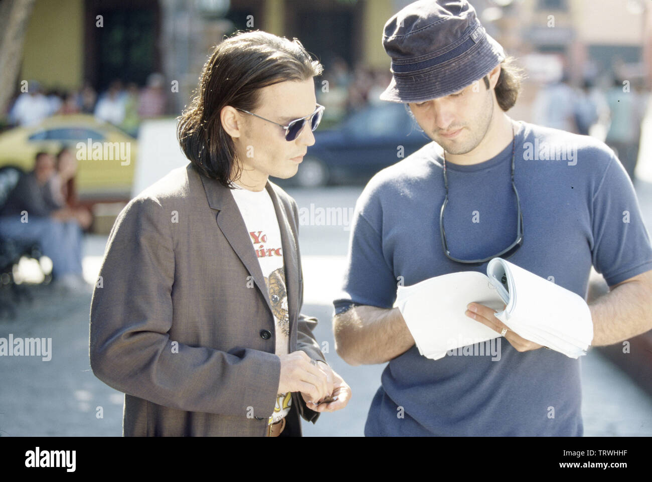 ROBERT RODRIGUEZ and JOHNNY DEPP in ONCE UPON A TIME IN MEXICO (2003).  Copyright: Editorial use only. No merchandising or book covers. This is a  publicly distributed handout. Access rights only, no