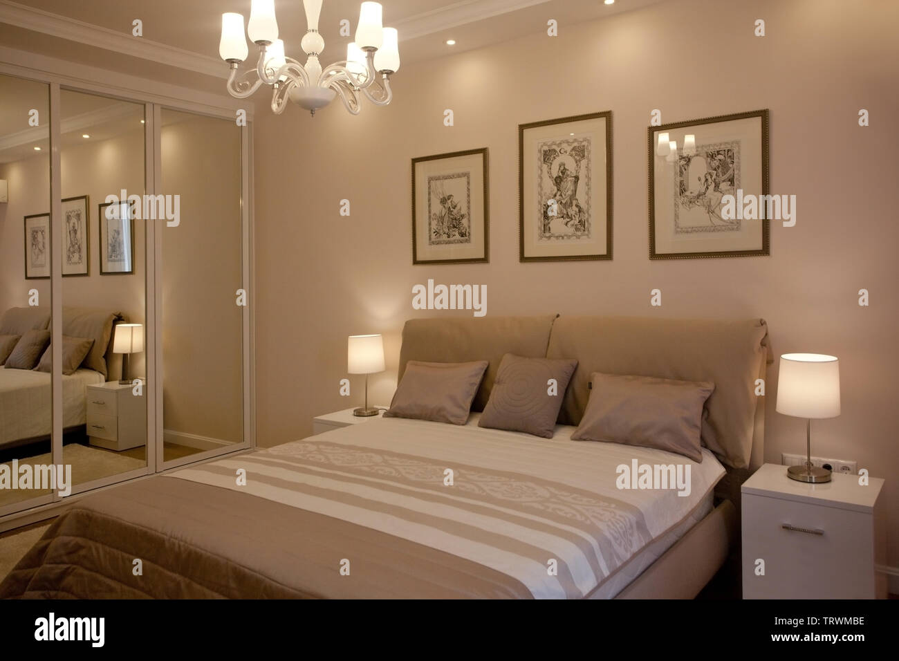 Epmty Minimalistic Interior Background Bedroom Of Modern