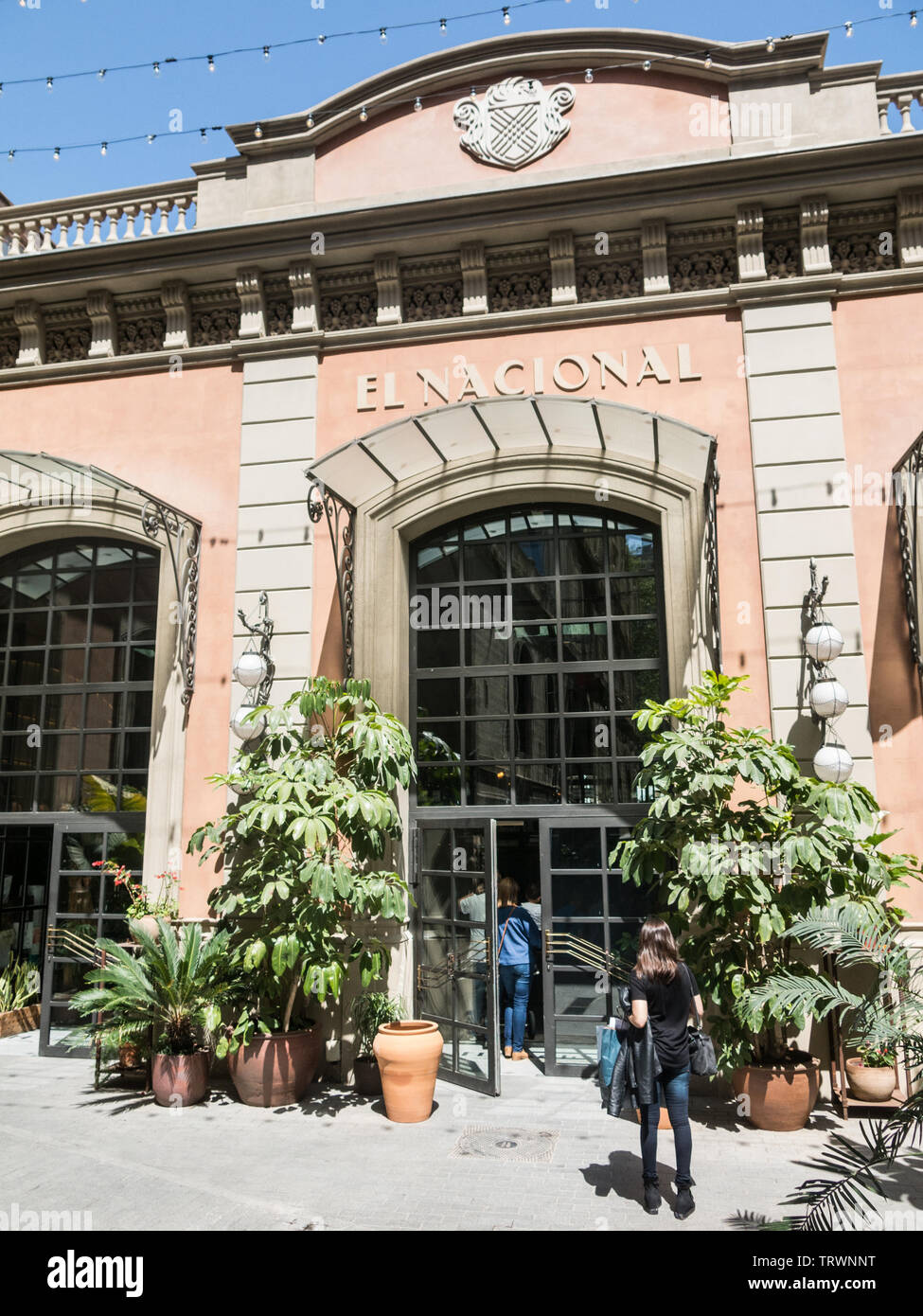 BARCELONA, SPAIN - APRIL 21, 2018: Entrance to the historic galleries 'El Nacional', in the Paseo de gracia of Barcelona, where there are many bars an Stock Photo