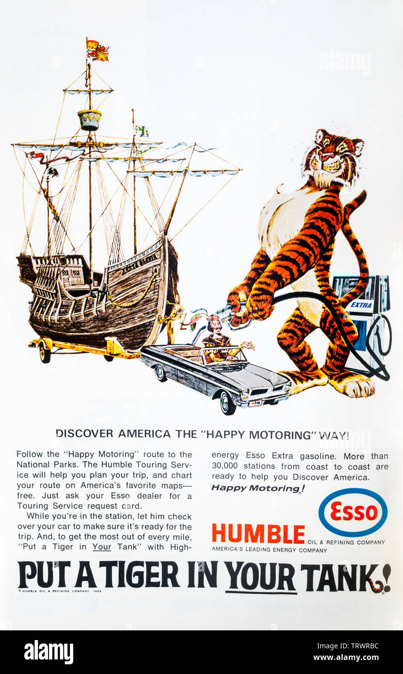 1966 magazine advert for esso and Humble Oil and Refining Co. Stock Photo