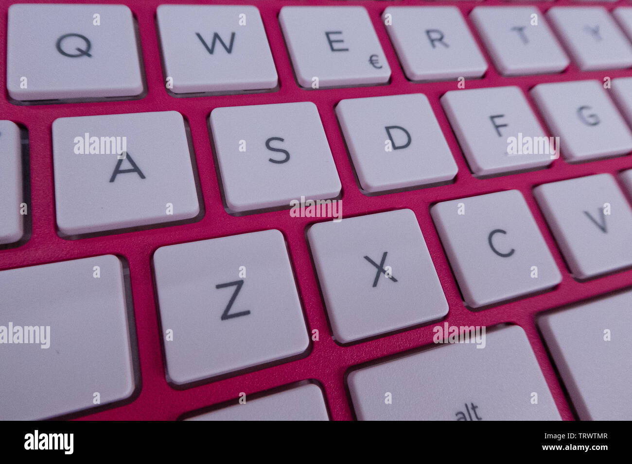 Close-up detail of a QWERTY keyboard of a laptop PC, still life of ...
