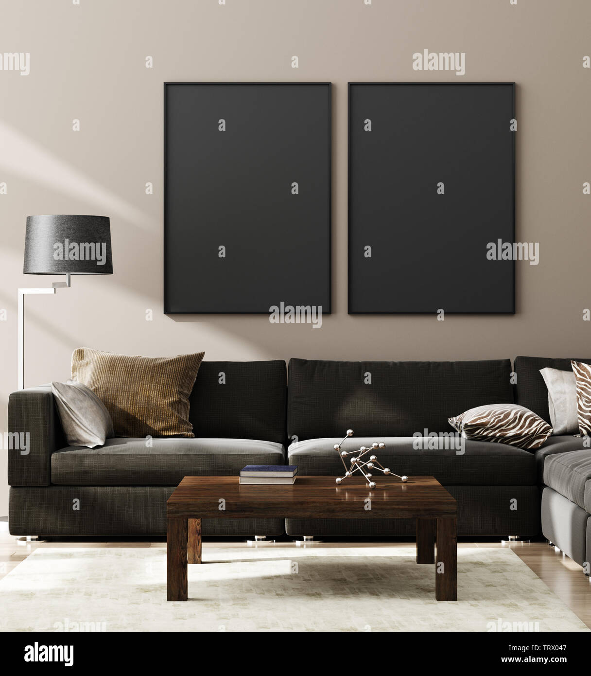 Download Mock Up Poster Wall In Luxury Modern Living Room Interior 3d Render Stock Photo Alamy PSD Mockup Templates