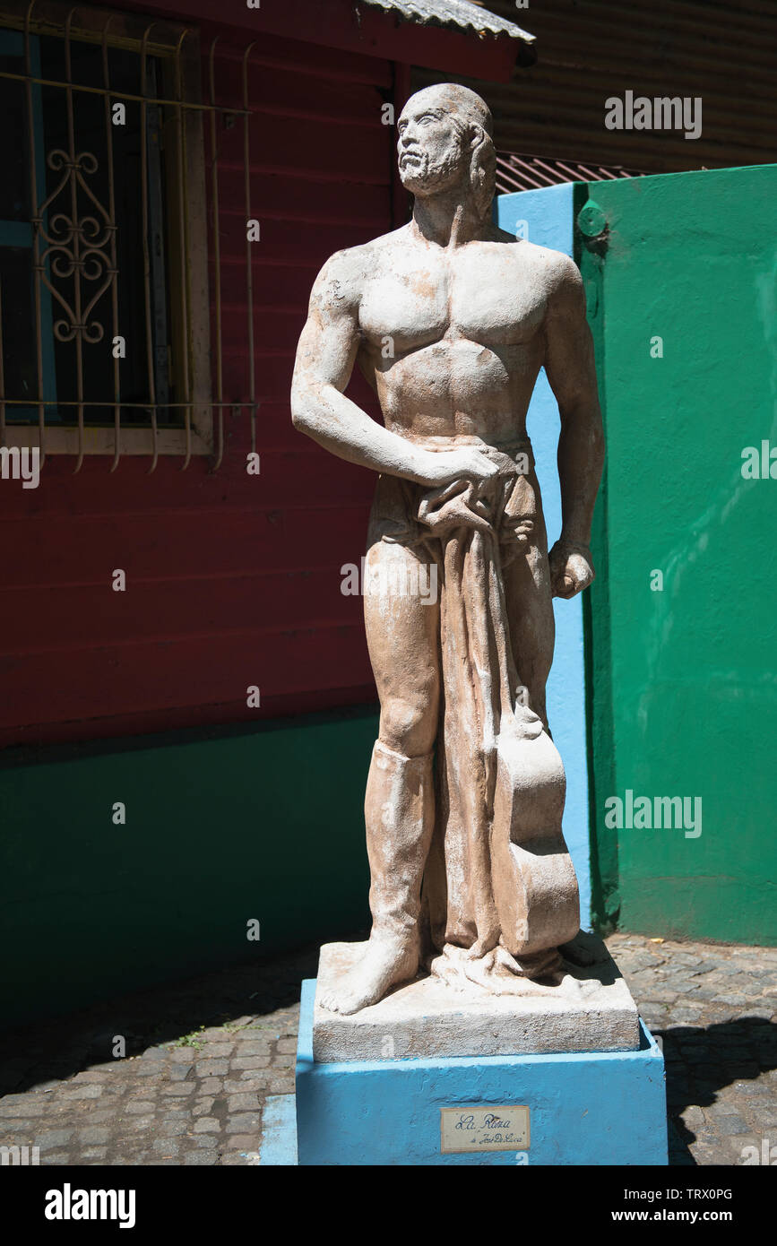 Colorful buildings and street art in La Boca neighborhood of Buenos